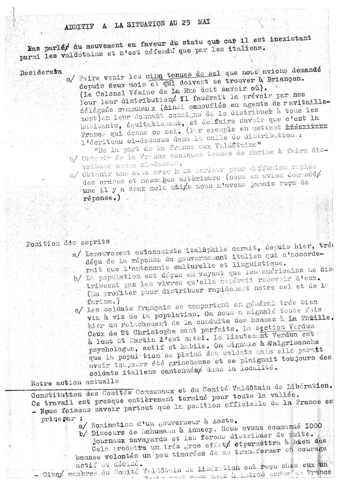 Additif à la situation en Vallée d’Aoste